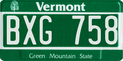 VT license plate BXG758