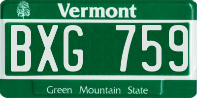 VT license plate BXG759