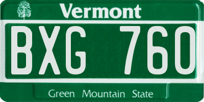 VT license plate BXG760