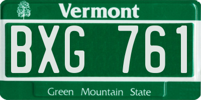 VT license plate BXG761