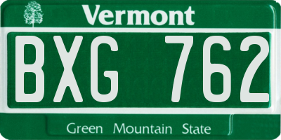 VT license plate BXG762