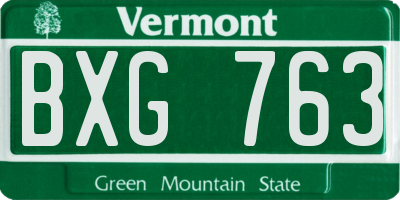 VT license plate BXG763