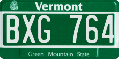 VT license plate BXG764