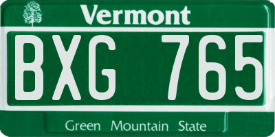 VT license plate BXG765