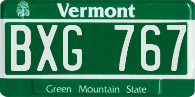 VT license plate BXG767