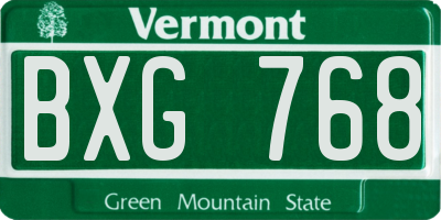 VT license plate BXG768