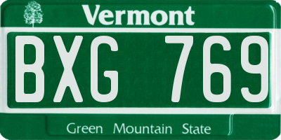 VT license plate BXG769