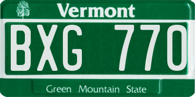 VT license plate BXG770