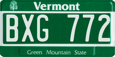 VT license plate BXG772