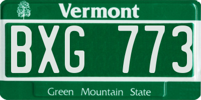 VT license plate BXG773