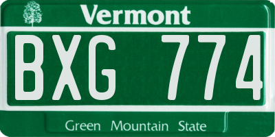 VT license plate BXG774