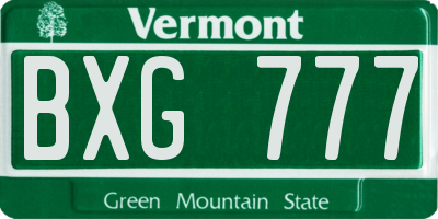 VT license plate BXG777