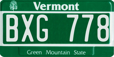 VT license plate BXG778