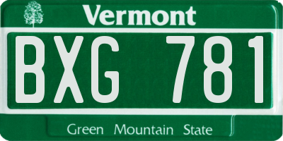 VT license plate BXG781