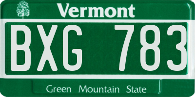 VT license plate BXG783