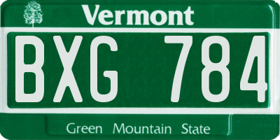 VT license plate BXG784