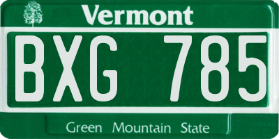 VT license plate BXG785