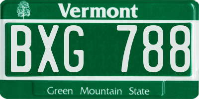 VT license plate BXG788