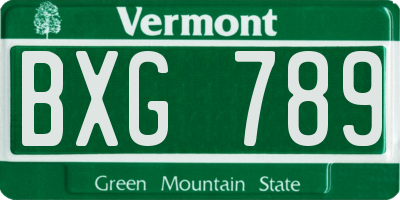 VT license plate BXG789