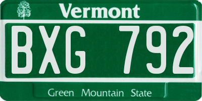 VT license plate BXG792