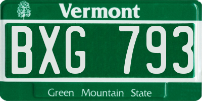 VT license plate BXG793