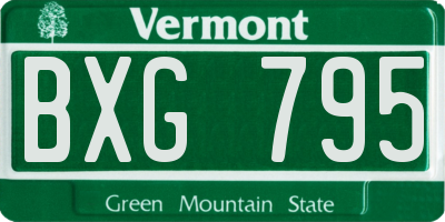 VT license plate BXG795