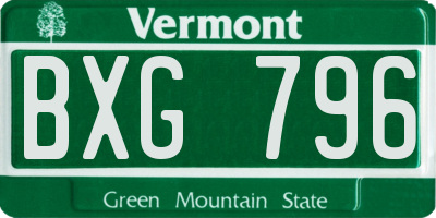 VT license plate BXG796