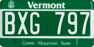 VT license plate BXG797