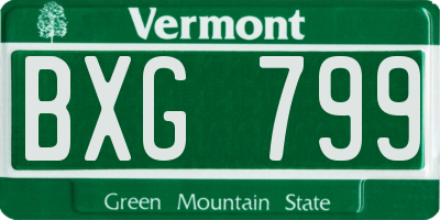 VT license plate BXG799