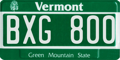 VT license plate BXG800