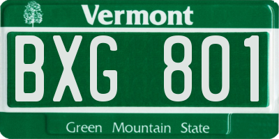 VT license plate BXG801