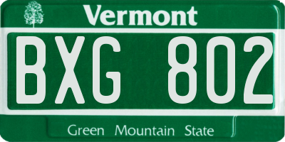 VT license plate BXG802