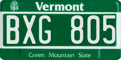 VT license plate BXG805