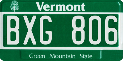 VT license plate BXG806