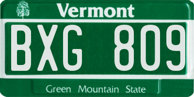 VT license plate BXG809