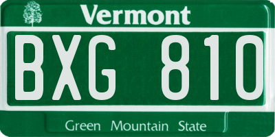 VT license plate BXG810
