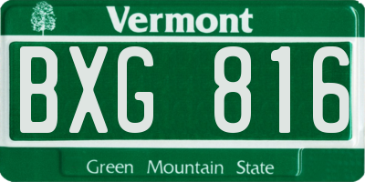 VT license plate BXG816