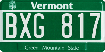VT license plate BXG817
