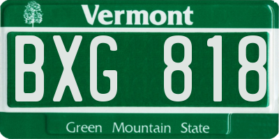 VT license plate BXG818