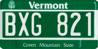 VT license plate BXG821