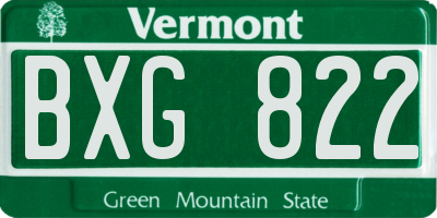 VT license plate BXG822