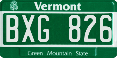 VT license plate BXG826