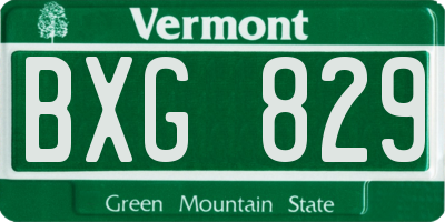 VT license plate BXG829