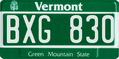 VT license plate BXG830