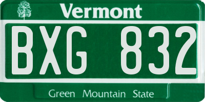 VT license plate BXG832