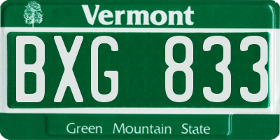 VT license plate BXG833