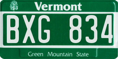 VT license plate BXG834