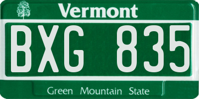 VT license plate BXG835
