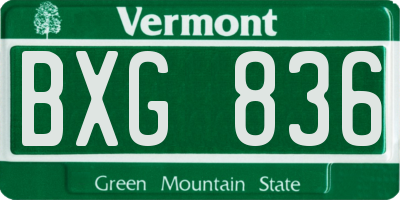 VT license plate BXG836