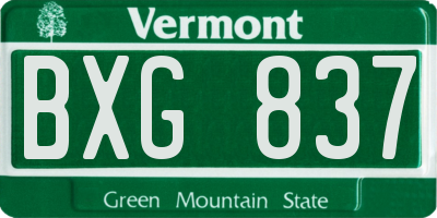 VT license plate BXG837